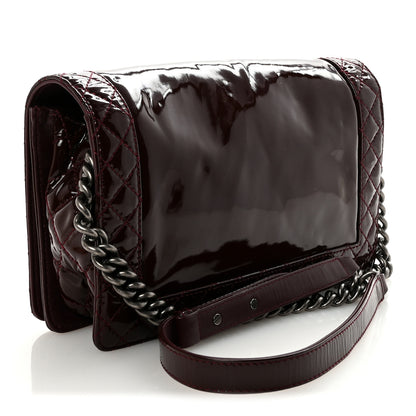Chanel Patent New Medium Boy Reverso Flap Burgundy 3 of 10