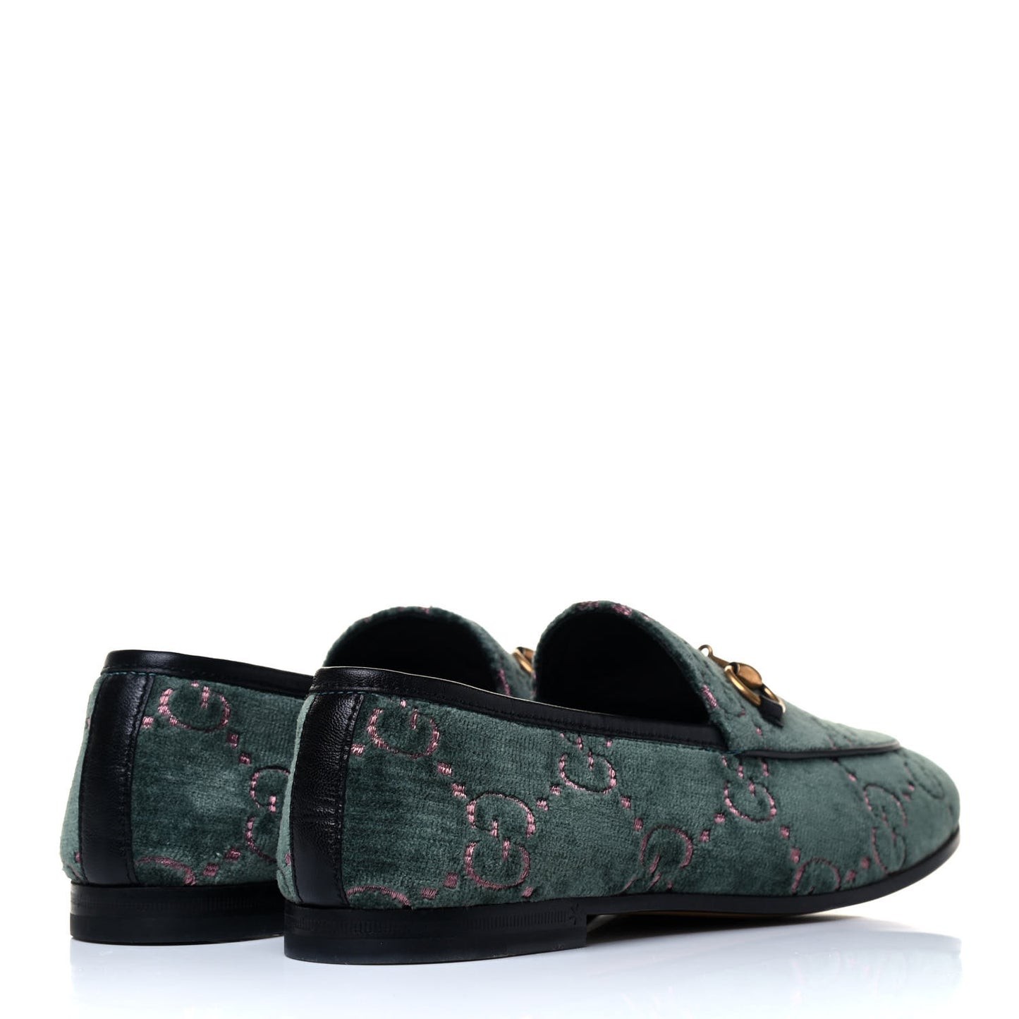 Velvet Malaga Kid GG Monogram Horsebit Womens Jordaan Loafers 36.5 Avio Dusty Pink Black