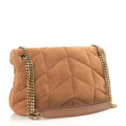 Saint Laurent Suede Calfskin Quilted Small Loulou Puffer Monogram Chain Satchel Cinnamon 3 of 10