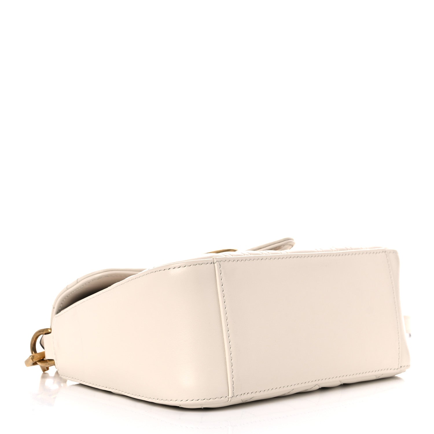 Gucci Calfskin Matelasse Mini GG Marmont Top Handle Shoulder Bag White 4 of 11
