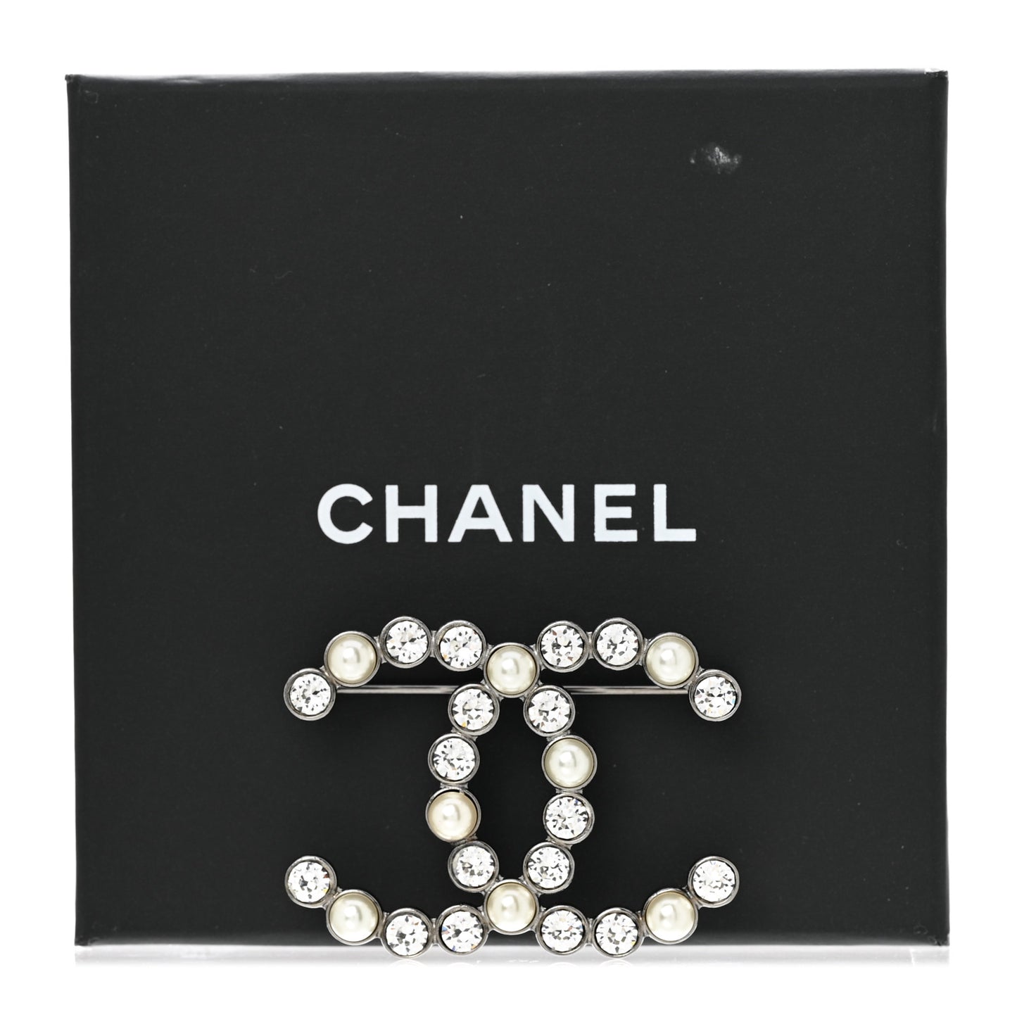 Pearl Crystal Bright Young Things CC Brooch Silver