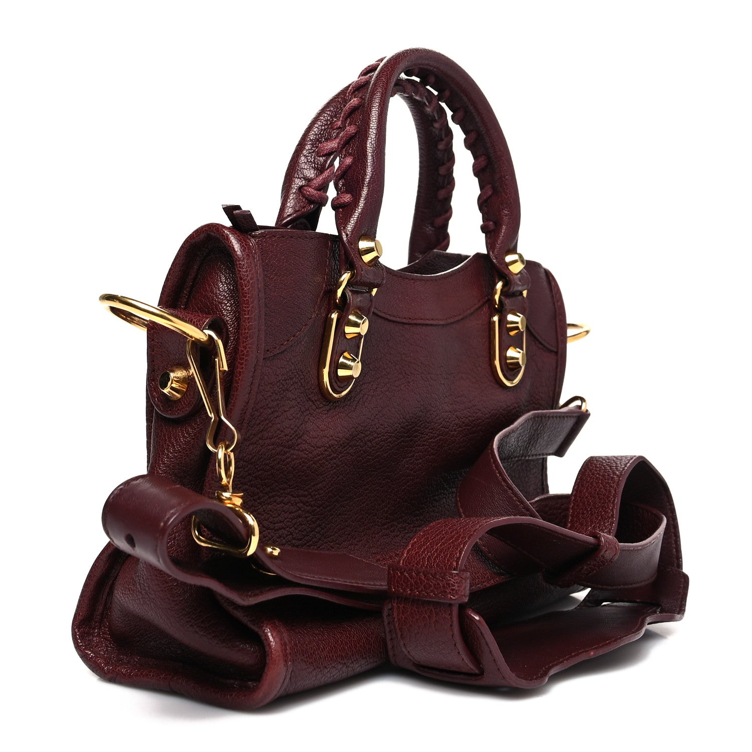 Balenciaga Chevre Gold Metallic Edge Hardware Mini City Bordeaux 3 of 14