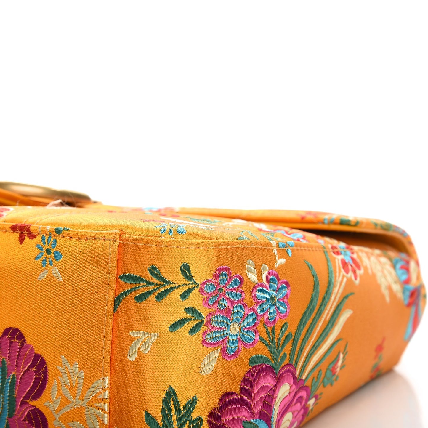 Jacquard Matelasse Floral Medium GG Marmont Shoulder Bag Yellow