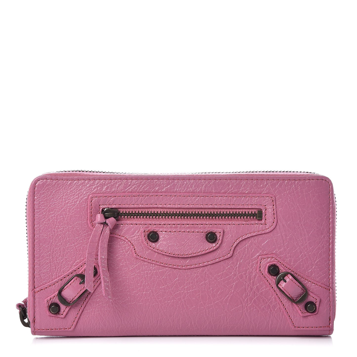 Agneau Classic Hardware Continental Zip Around Wallet Rose Guimauve