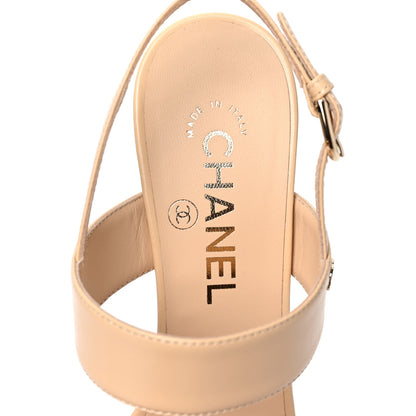 Chanel Lambskin Chain Sandals 37 Beige 7 of 8