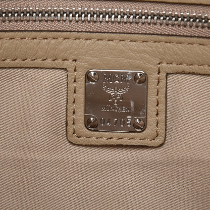 MCM Calfskin Ottomar Monogram Medium Klara Top Zip Tote New Beige 8 of 11