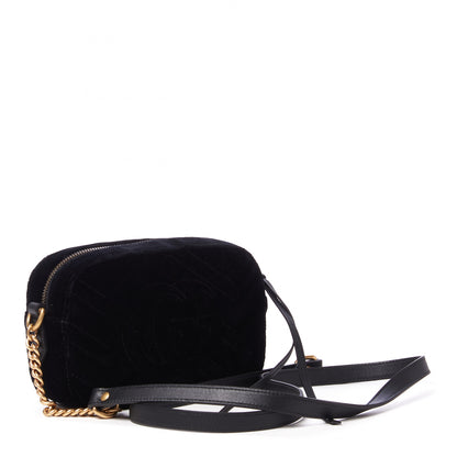 Gucci Velvet Matelasse Marquise Crystals Mini GG Marmont Chain Shoulder Bag Black 2 of 8