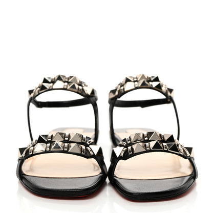 Christian Louboutin Calfskin Studded Galerietta Flat Sandals 38.5 Black 3 of 8