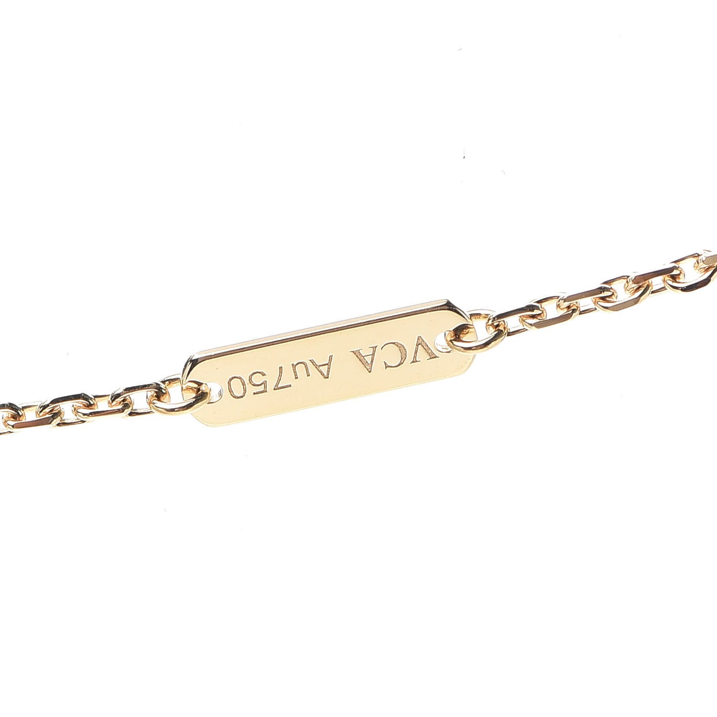 18K Yellow Gold Diamond Yellow Mother of Pearl Vintage Alhambra Pendant Necklace