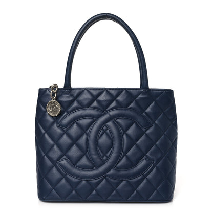 Chanel Caviar Quilted Medallion Tote Blue 1 of 13