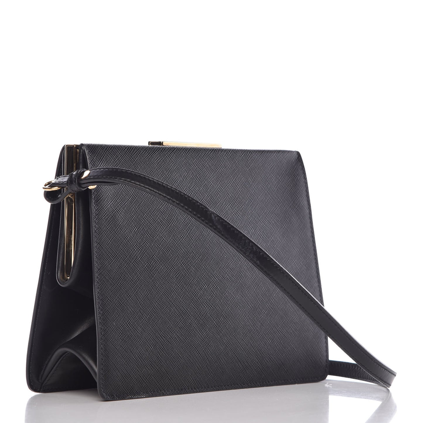 Saffiano City Calf Light Frame Bag Black