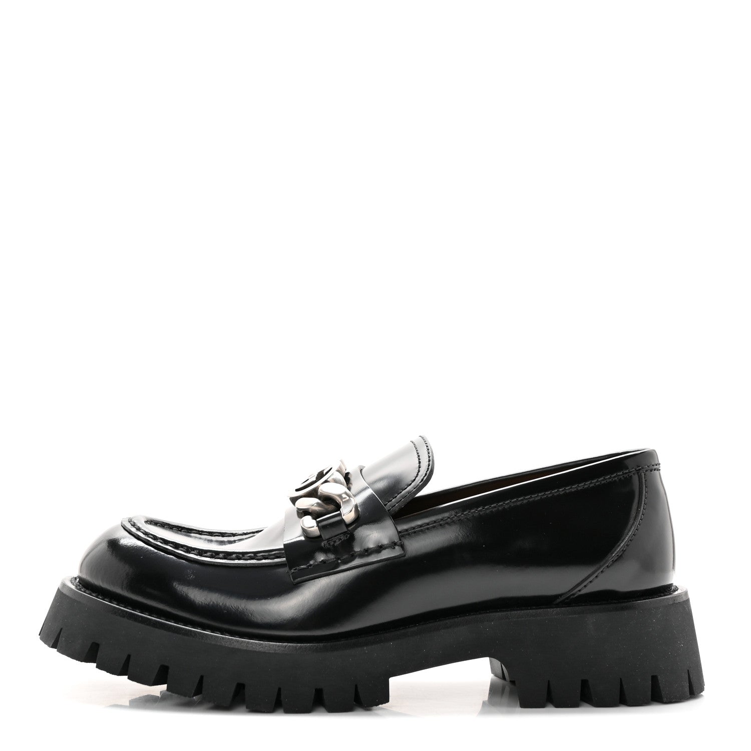 Gucci Cordovan Lux Womens Jeanne Platform Lug Sole 30/45mm Loafers 39 Black 1 of 12