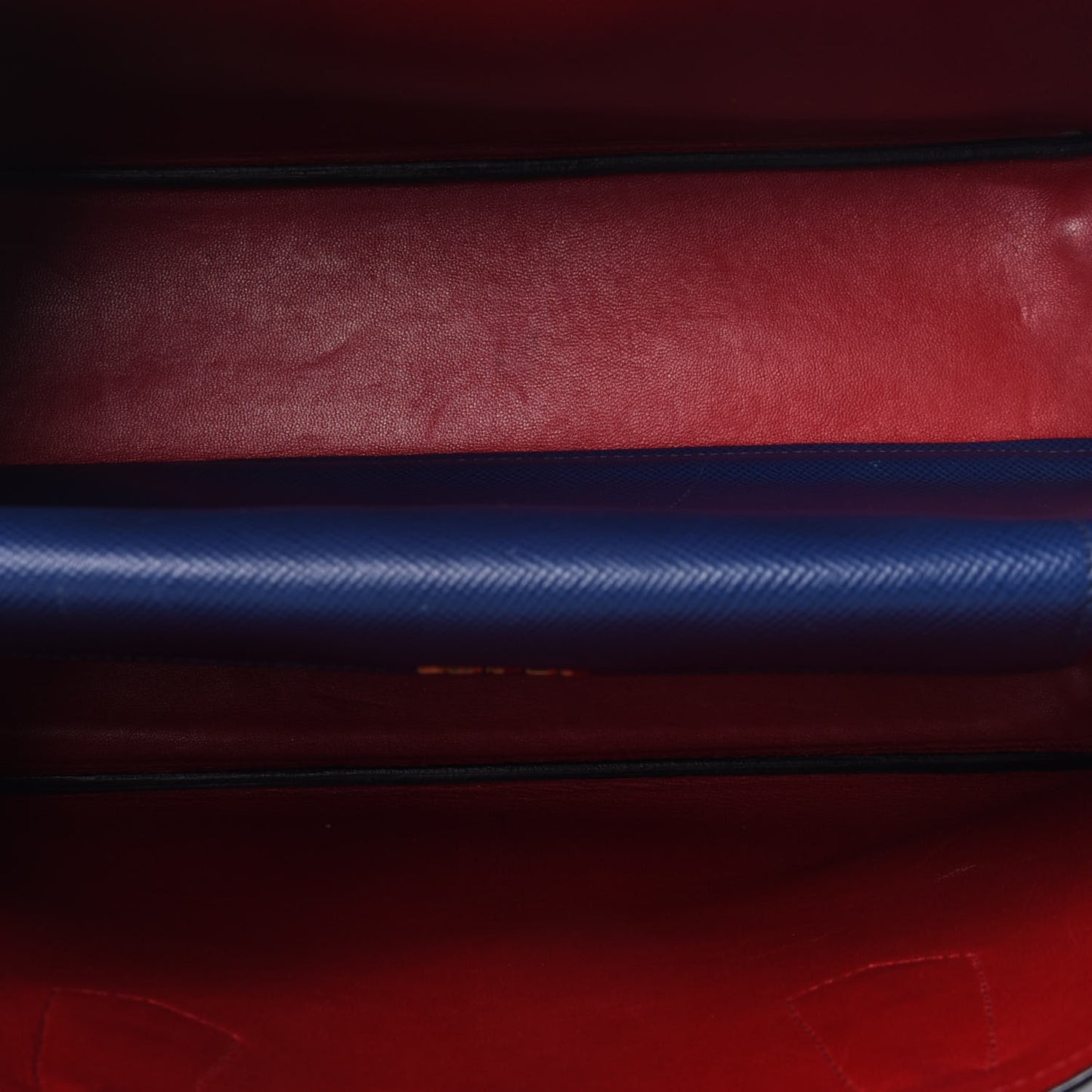 Saffiano Cuir Small Double Bag Ink Blue Fire Engine Red