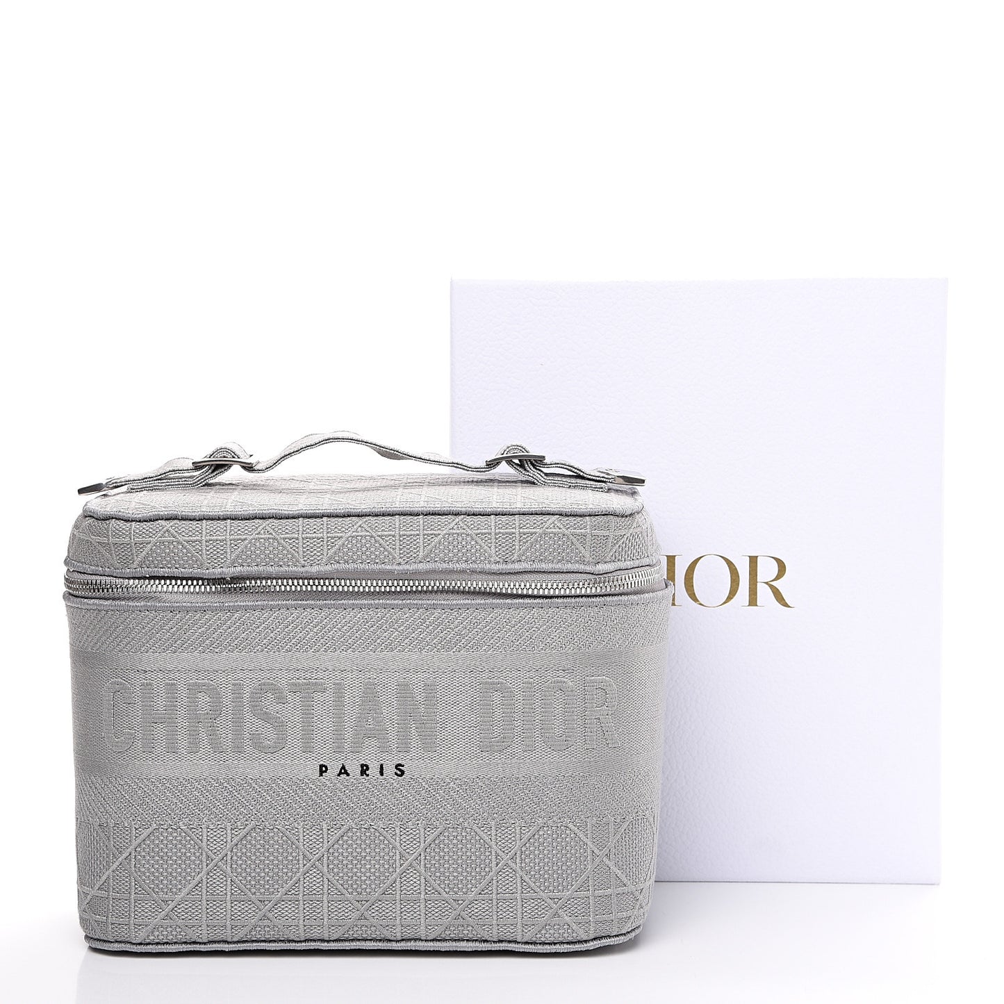 Canvas Embroidered Cannage Diortravel Vanity Case Grey