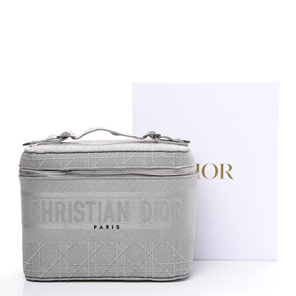 Christian Dior Canvas Embroidered Cannage Diortravel Vanity Case Grey 9 of 9