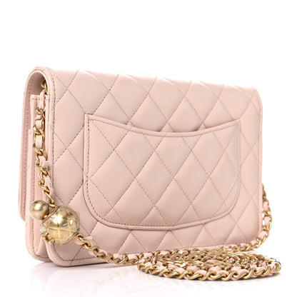 Chanel Lambskin Quilted CC Pearl Crush Wallet on Chain WOC Light Beige 3 of 11