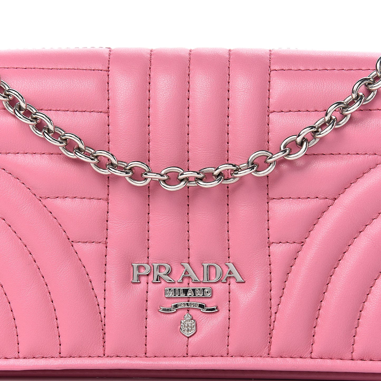 Soft Calf Quilted Diagramme Chain Wallet Begonia