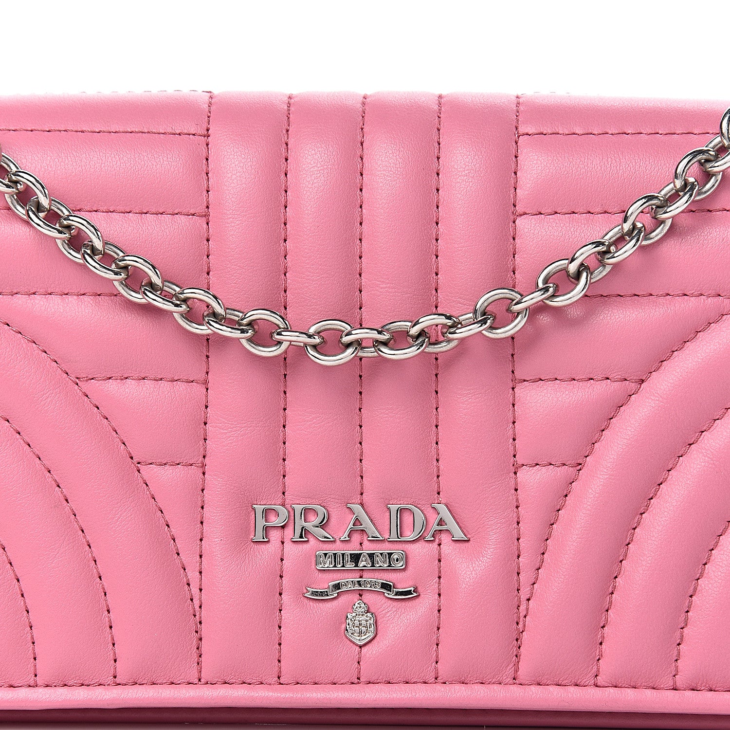 Prada Soft Calf Quilted Diagramme Chain Wallet Begonia 10 of 10