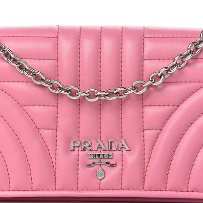 Prada Soft Calf Quilted Diagramme Chain Wallet Begonia 10 of 10