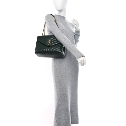 Saint Laurent Calfskin Y Quilted Monogram Medium Loulou Chain Satchel Olive 2 of 11