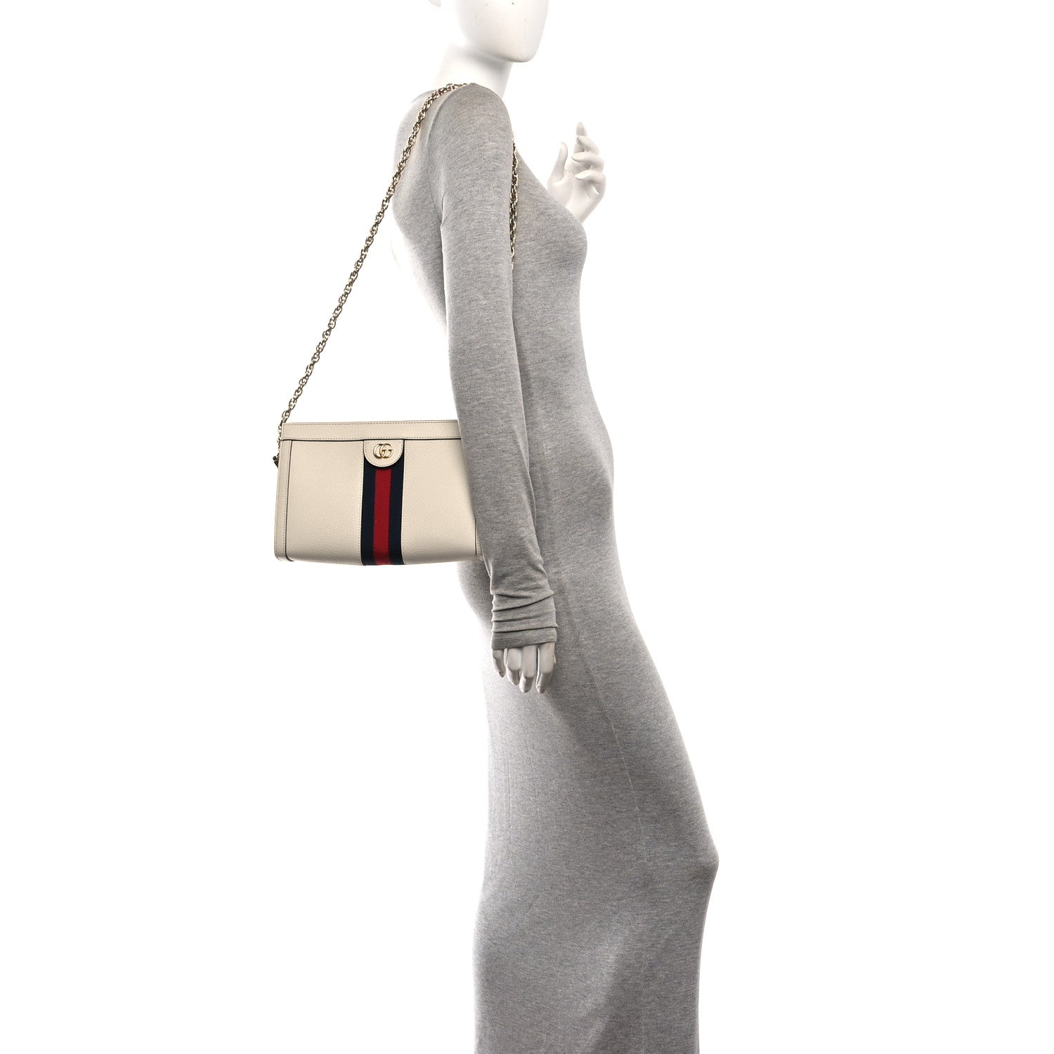 Gucci Textured Calfskin Web Small Ophidia Chain Shoulder Bag Mystic White 2 of 10