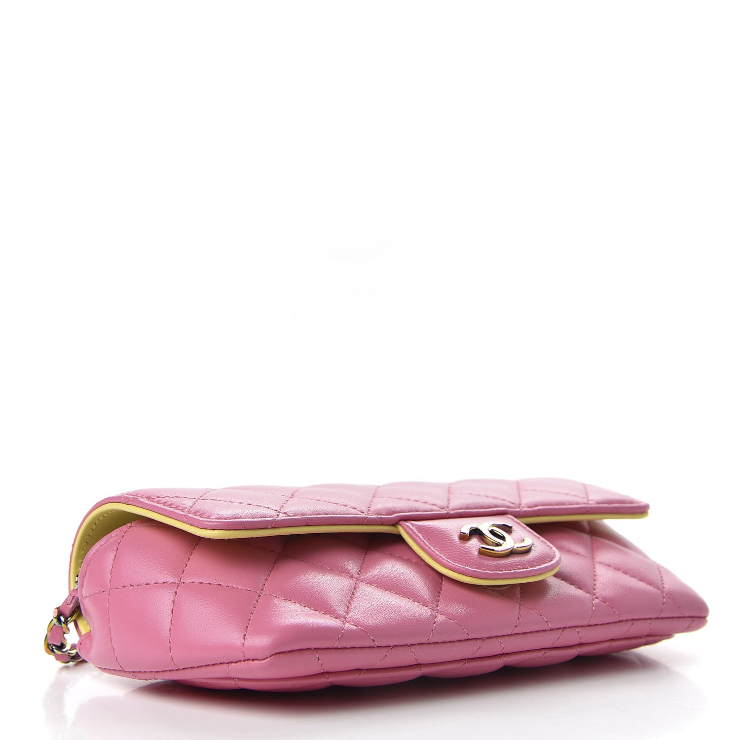 Chanel Lambskin Quilted Glasses Case With Chain Pink Yellow 4 of 10