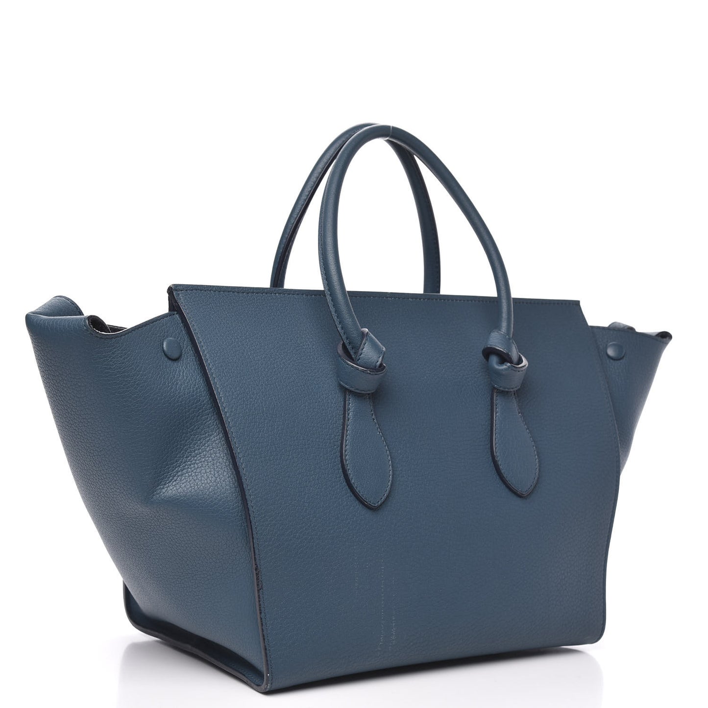 Crisped Calfskin Small Tie Knot Tote Metallic Blue
