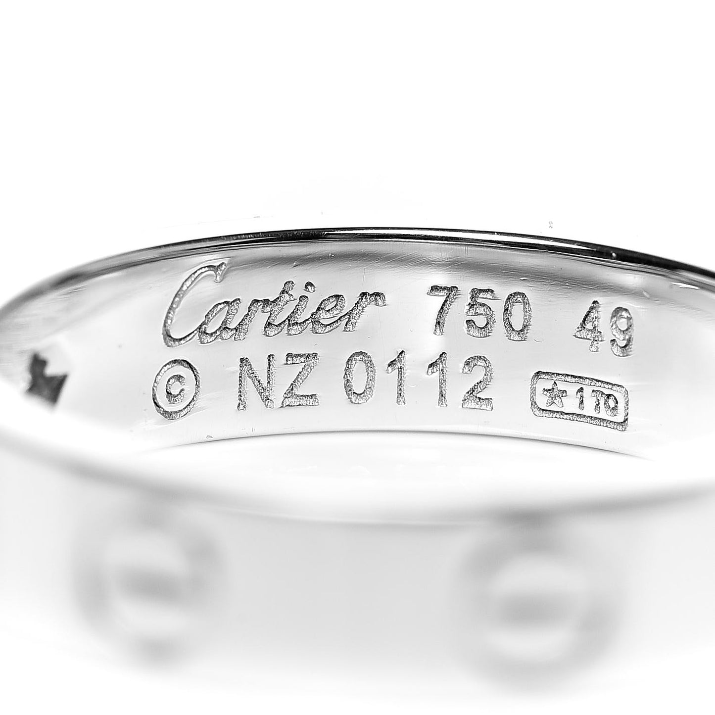 18K White Gold Diamond 4mm LOVE Wedding Band Ring 49 4.75