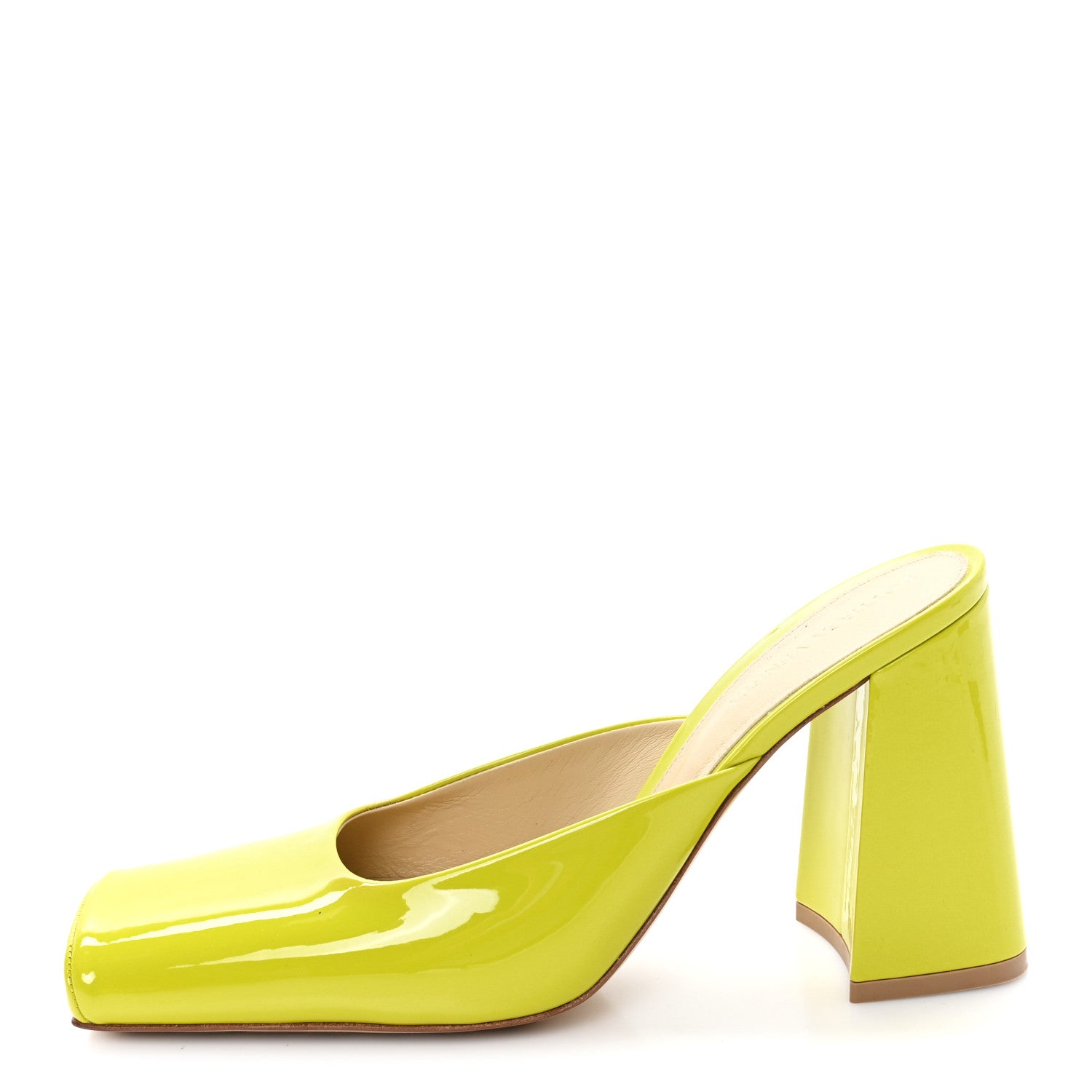 Bottega Veneta Supergloss Patent Tower 90mm Mule Pumps 38 Kiwi 1 of 10
