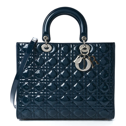 Christian Dior Patent Cannage Large Lady Dior Blue 1 of 11