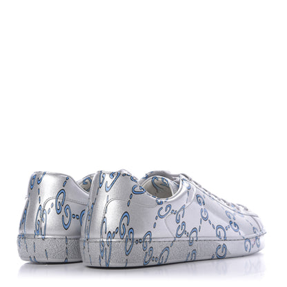 Gucci Miro Rubber Wax GucciGhost Print Mens New Ace Sneakers 10.5 Silver 4 of 11