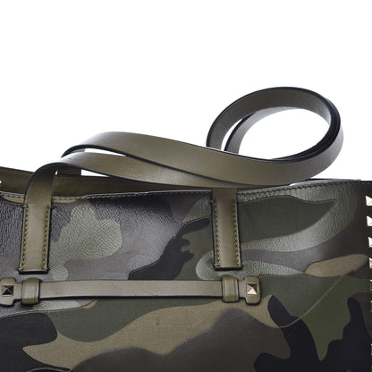 Valentino Garavani Nappa Canvas Camo Medium Rockstud Soft Tote Green 14 of 14
