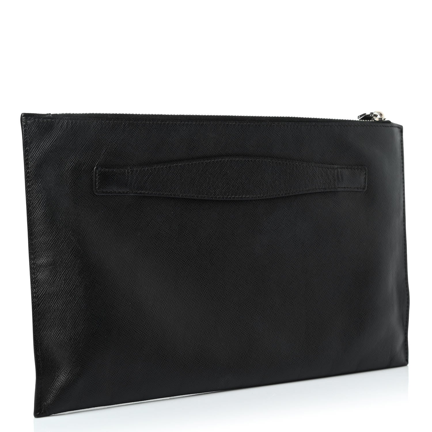 Prada Saffiano Lux Clutch Pouch Black Red 2 of 4