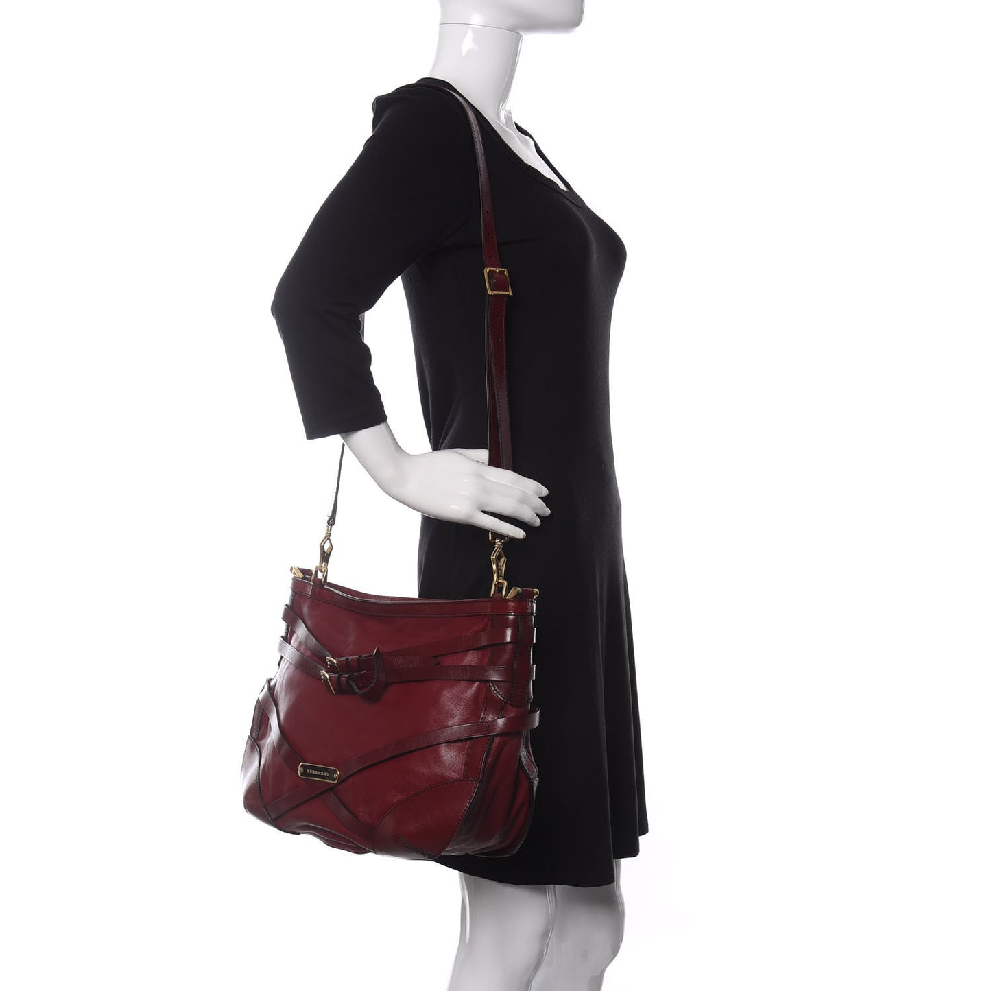 Lambskin Bridle Calfskin Small Dutton Hobo Claret Red