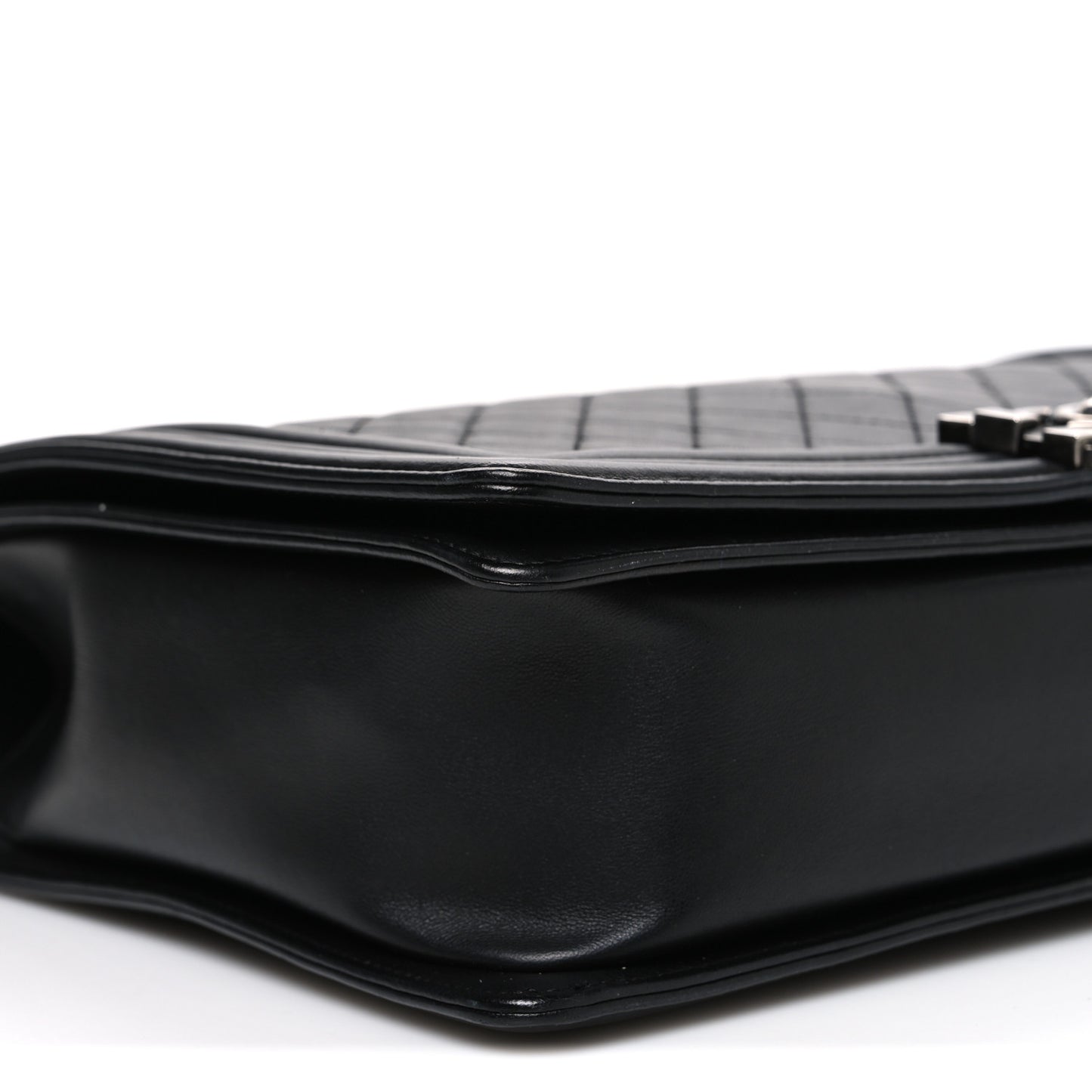 Lambskin Quilted Large Boy Flap Black