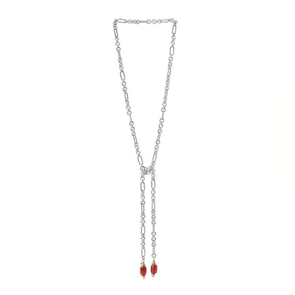 David Yurman Sterling Silver 18K Yellow Gold Carnelian Figaro Bijoux Lariat Necklace 3 of 5