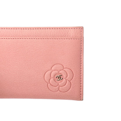Chanel Goatskin Camellia Embossed Card Holder Pink 5 of 12
