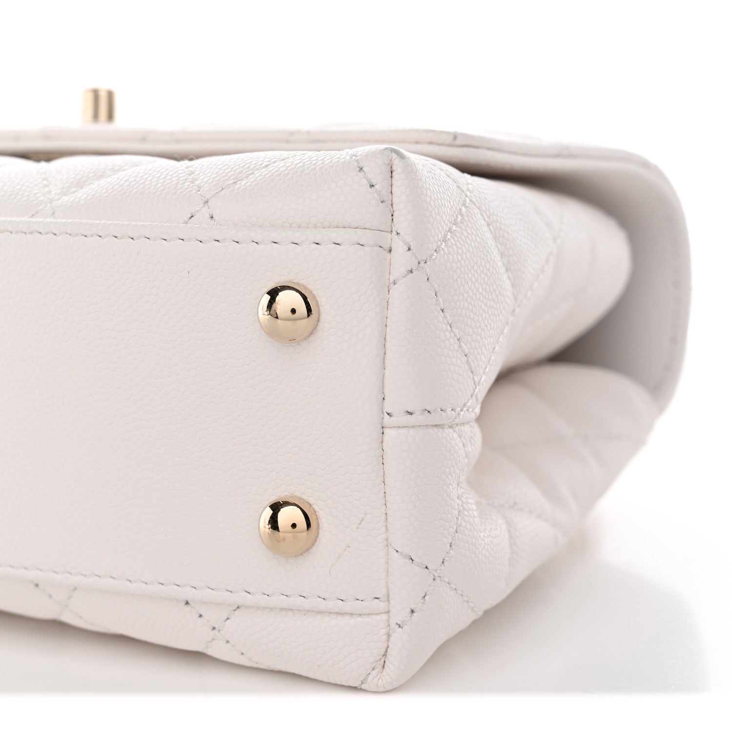 Chanel Caviar Quilted Mini Coco Handle Flap White 10 of 12