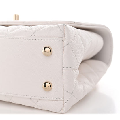 Chanel Caviar Quilted Mini Coco Handle Flap White 10 of 12