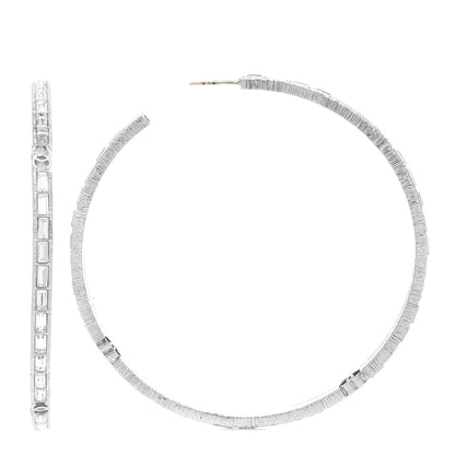 Chanel Baguette Crystal CC Hoop Earrings Silver 1 of 5