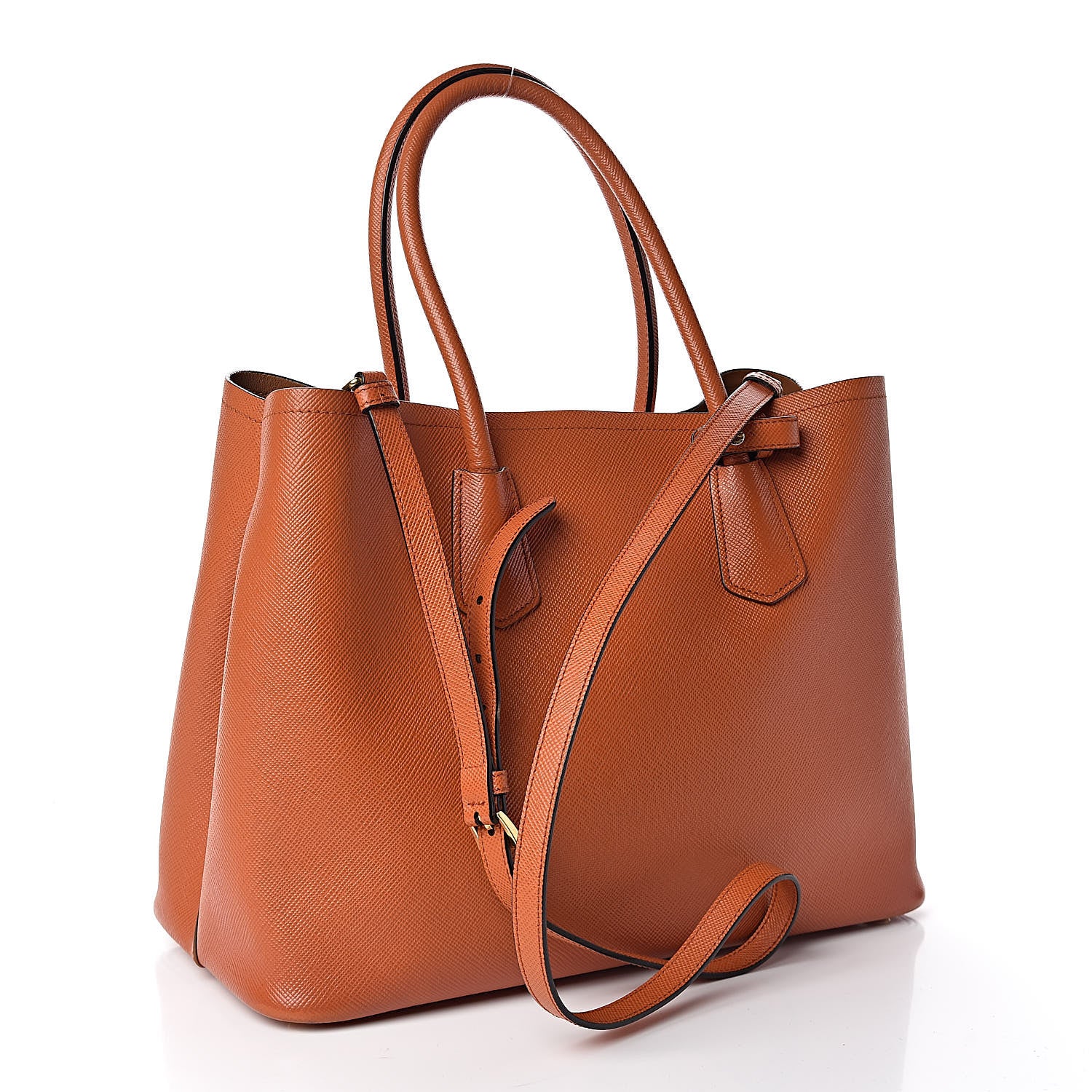 Prada Saffiano Cuir Medium Double Bag Papaya 3 of 11