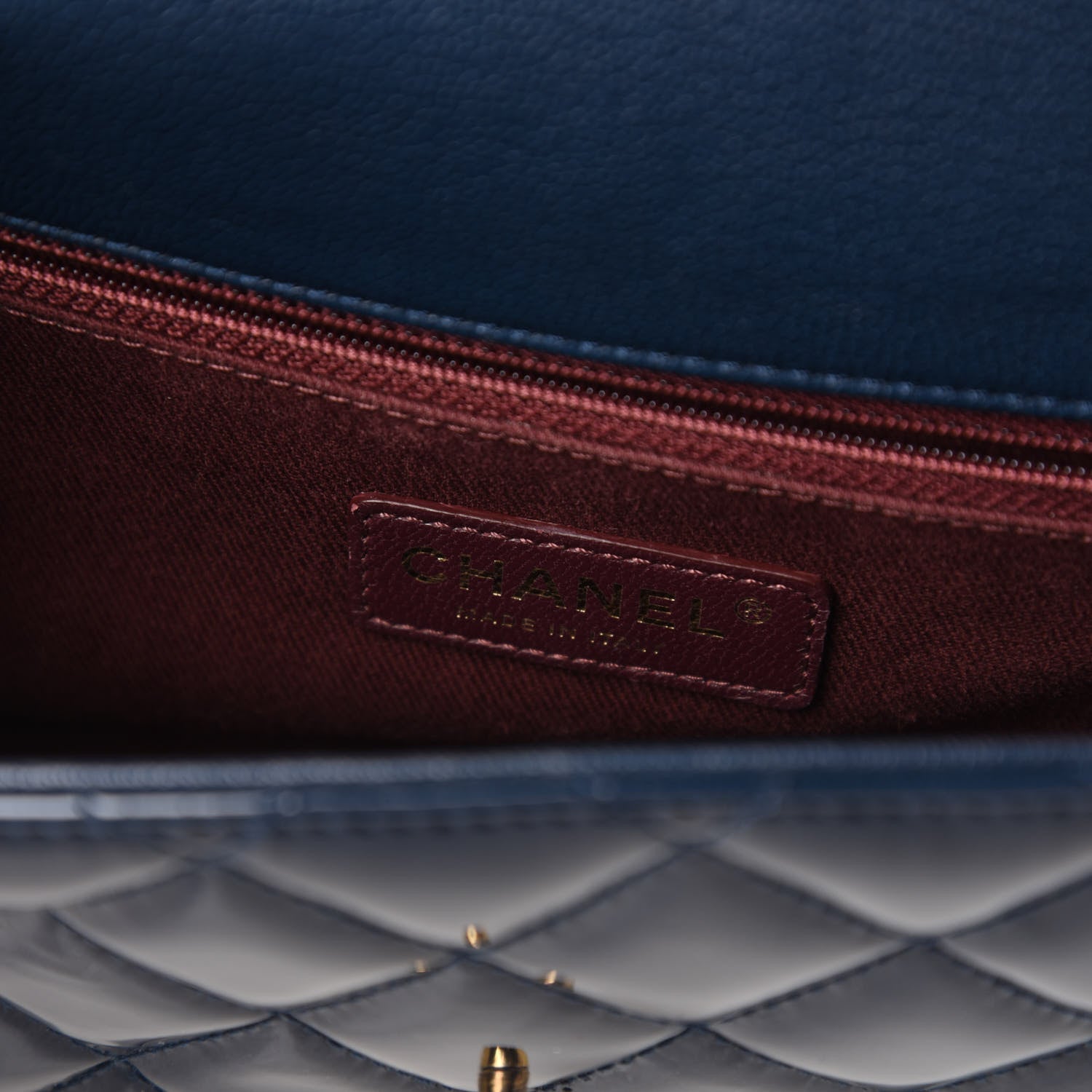 Chanel Patent Goatskin Quilted Medium CC Eyelet Flap Blue 8 of 10