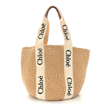 Chloe Raffia Large Woody Tote White 1 of 8