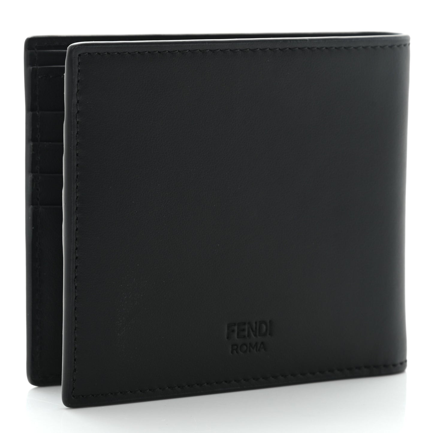 Vitello Century Metal Monster Eyes Bi-Fold Wallet Black