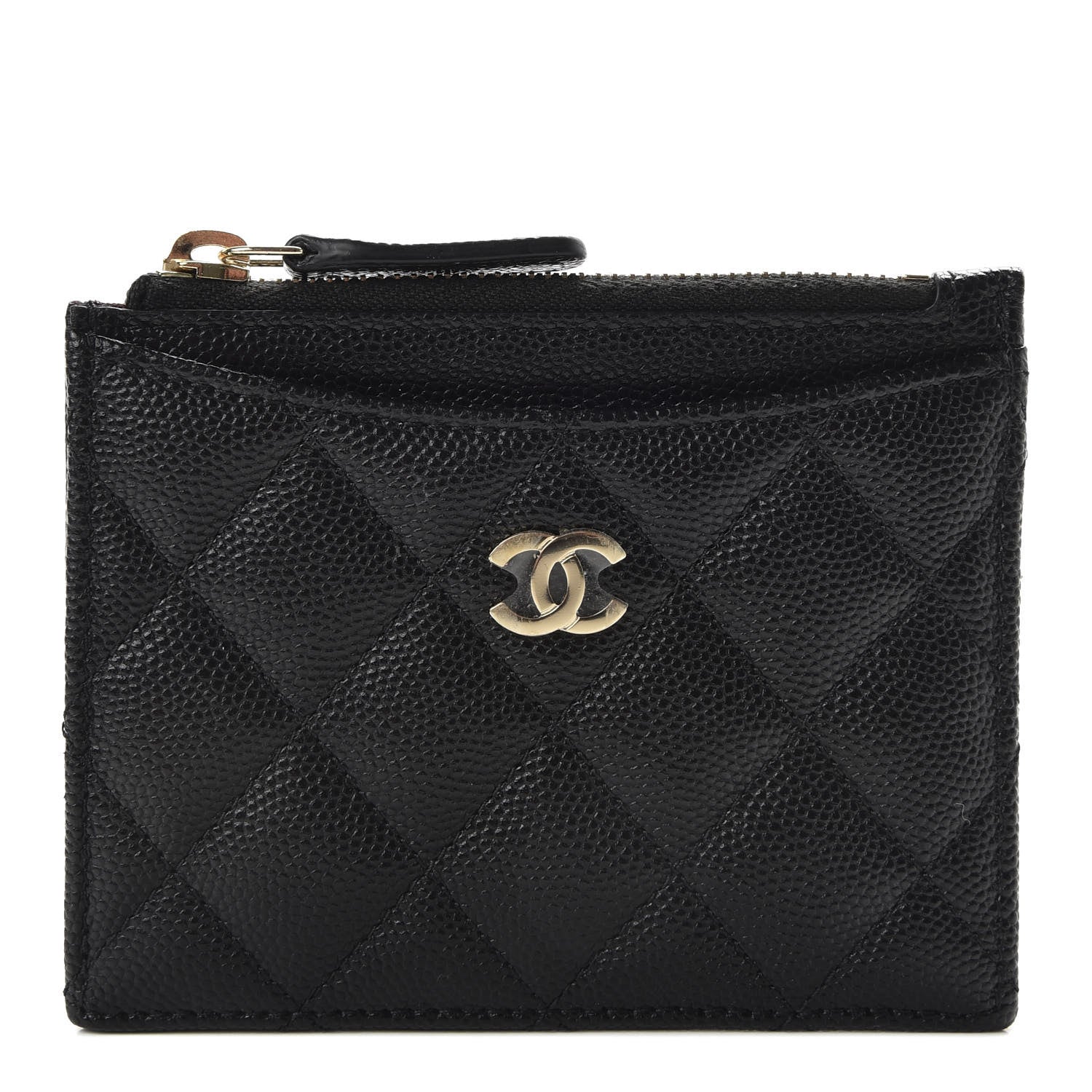 Chanel Caviar Quilted CC Zip Card Holder Black 1 of 8