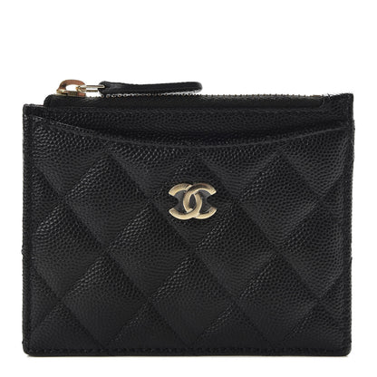 Chanel Caviar Quilted CC Zip Card Holder Black 1 of 8