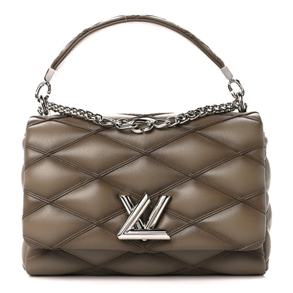 Louis Vuitton Lambskin Malletage Top Handle GO-14 MM Taupe 1 of 14