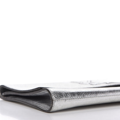 Saint Laurent Metallic Calfskin Monogram Large Belle De Jour Clutch Silver 6 of 9