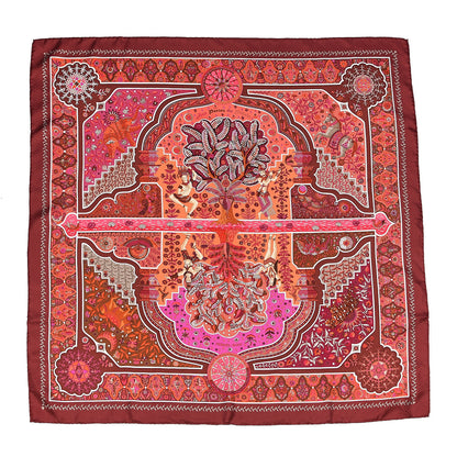 Hermes Silk Aux Portes Du Palais Scarf 90 Chaudron Orange Vif Rose 1 of 4