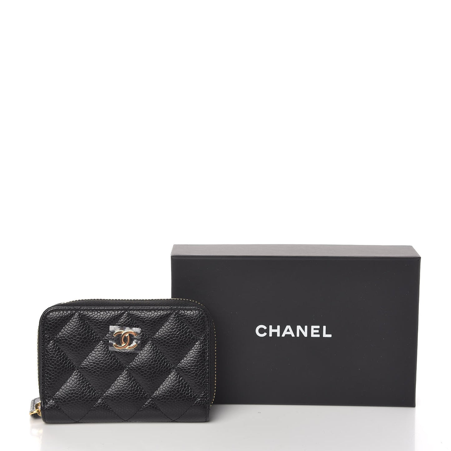 Caviar Quilted Zip Coin Purse Black